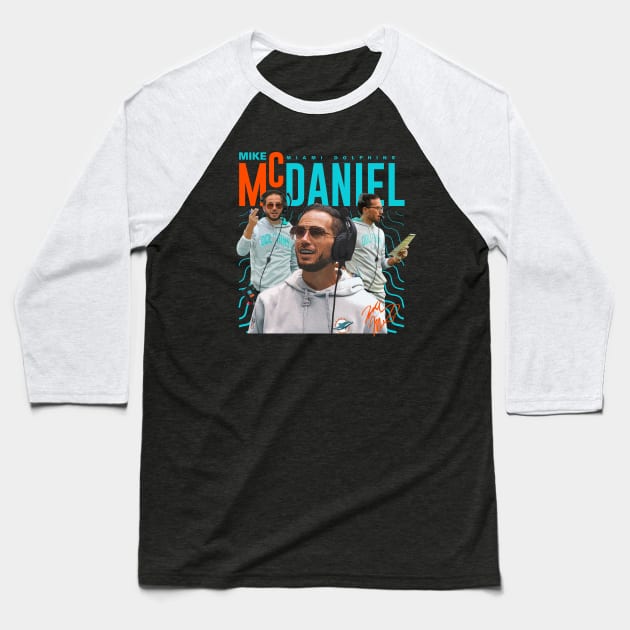 Mike McDaniel Miami Dolphins Baseball T-Shirt by Juantamad